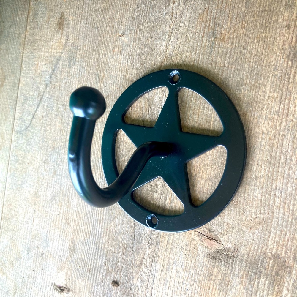 ❤️ WALL HOOK, BLACK WITH STAR, METAL